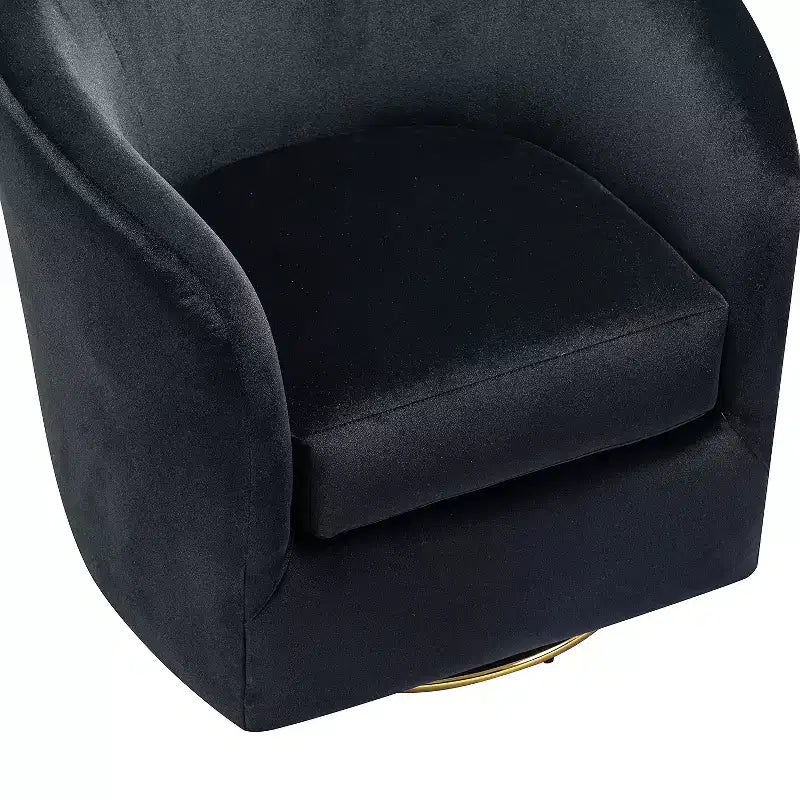 Fauteuil pivotant Amarante en velours confortable pour chambre à coucher avec base en métal | Karat Home-TEAL