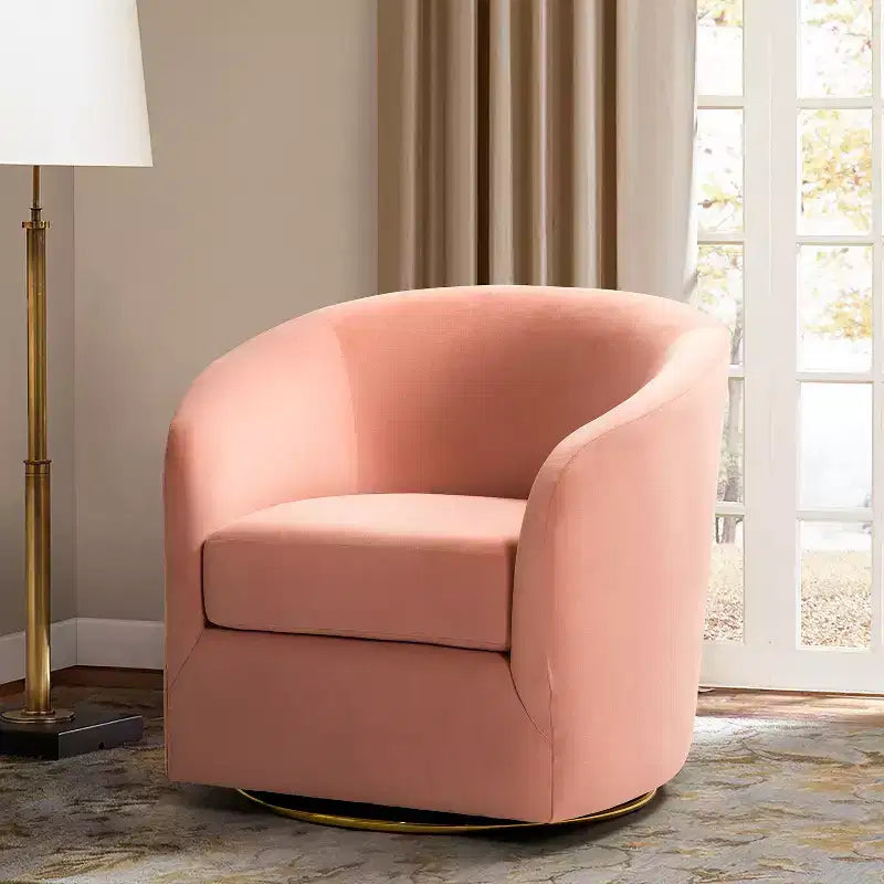 Fauteuil pivotant Amarante en velours confortable pour chambre à coucher avec base en métal | Karat Home-TEAL