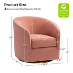 Fauteuil pivotant Amarante en velours confortable pour chambre à coucher avec base en métal | Karat Home-TEAL