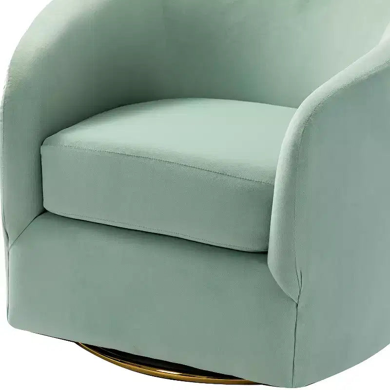 Fauteuil pivotant Amarante en velours confortable pour chambre à coucher avec base en métal | Karat Home-TEAL