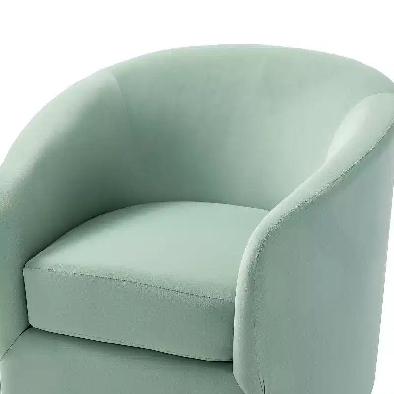 Fauteuil pivotant Amarante en velours confortable pour chambre à coucher avec base en métal | Karat Home-TEAL