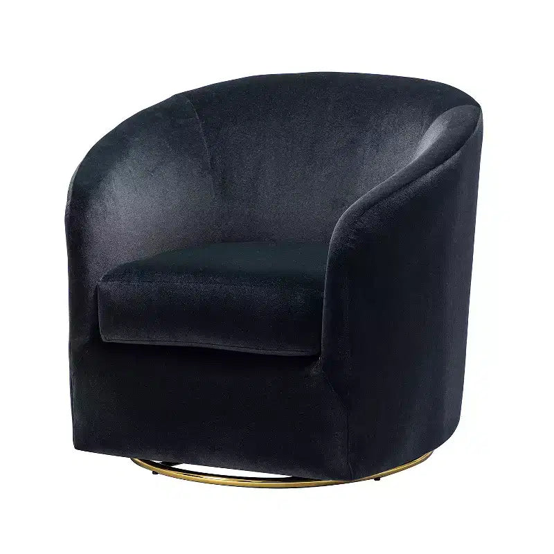 Fauteuil pivotant Amarante en velours confortable pour chambre à coucher avec base en métal | Karat Home-TEAL