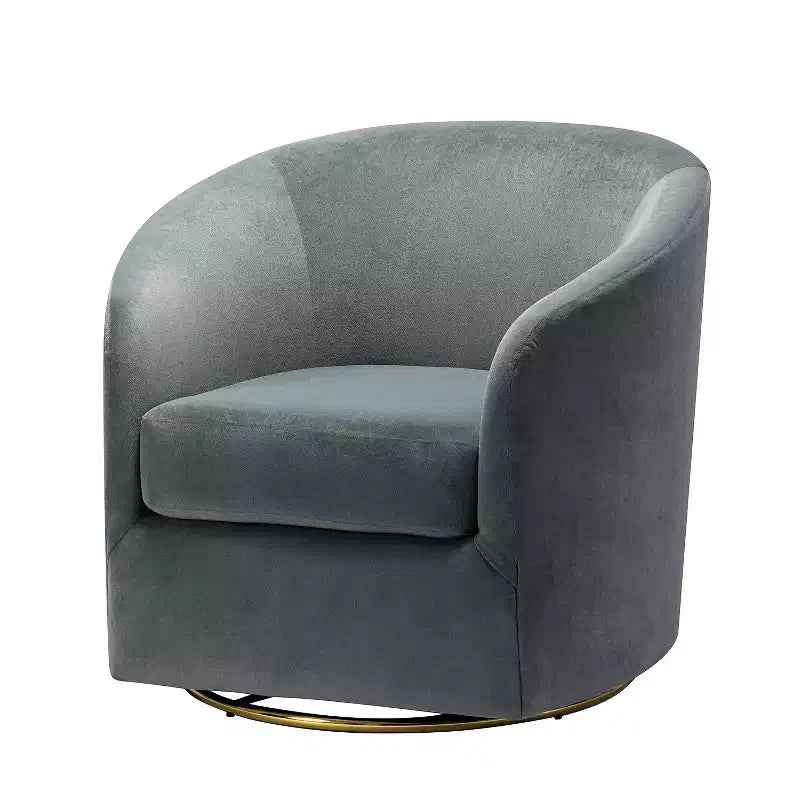 Fauteuil pivotant Amarante en velours confortable pour chambre à coucher avec base en métal | Karat Home-TEAL