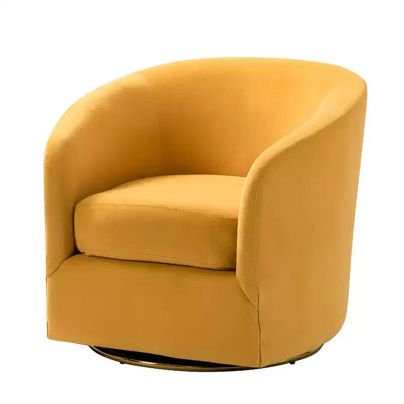 Fauteuil pivotant Amarante en velours confortable pour chambre à coucher avec base en métal | Karat Home-TEAL