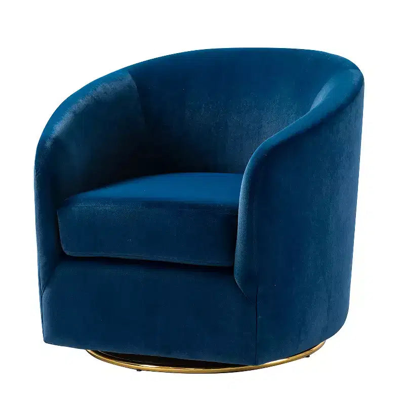 Fauteuil pivotant Amarante en velours confortable pour chambre à coucher avec base en métal | Karat Home-TEAL