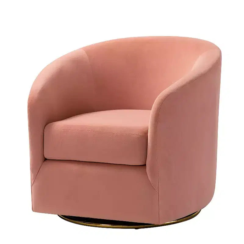 Fauteuil pivotant Amarante en velours confortable pour chambre à coucher avec base en métal | Karat Home-TEAL