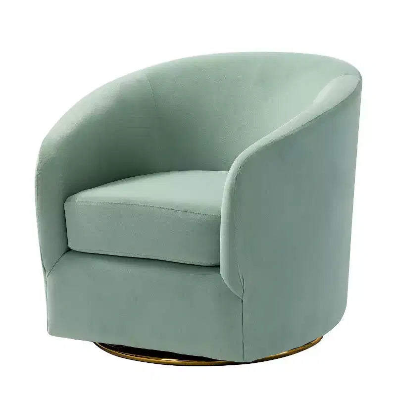 Fauteuil pivotant Amarante en velours confortable pour chambre à coucher avec base en métal | Karat Home-TEAL