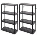 Gracious Living 4 Shelf Fixed Height Ventilated Medium Duty Shelving Unit, Black