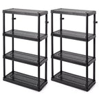 Gracious Living 4 Shelf Fixed Height Ventilated Medium Duty Shelving Unit, Black