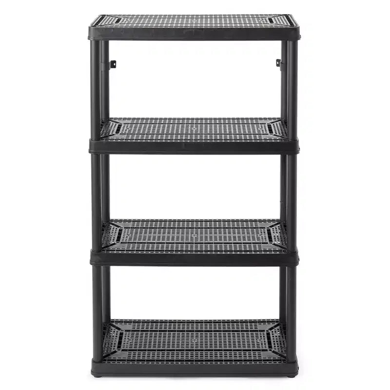 Étagère de rangement ventilée à 4 tablettes, hauteur fixe, usage moyen, Gracious Living, noire