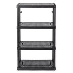 Étagère de rangement ventilée à 4 tablettes, hauteur fixe, usage moyen, Gracious Living, noire