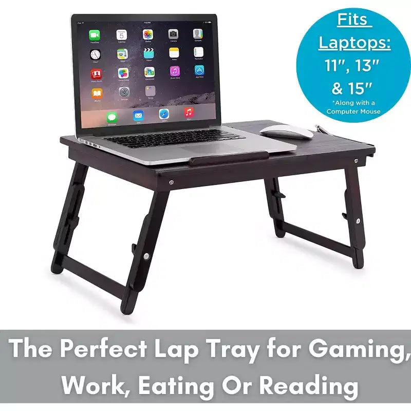 Table de lit polyvalente pour ordinateur portable Sofia + Sam avec pieds réglables - Noyer