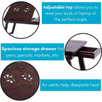 Table de lit polyvalente pour ordinateur portable Sofia + Sam avec pieds réglables - Noyer