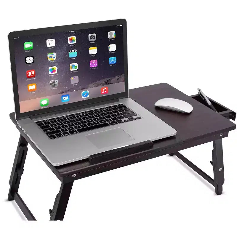 Table de lit polyvalente pour ordinateur portable Sofia + Sam avec pieds réglables - Noyer
