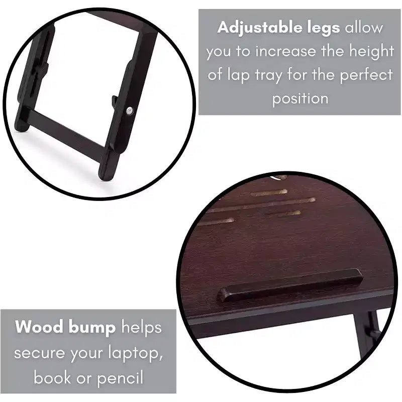 Table de lit polyvalente pour ordinateur portable Sofia + Sam avec pieds réglables - Noyer