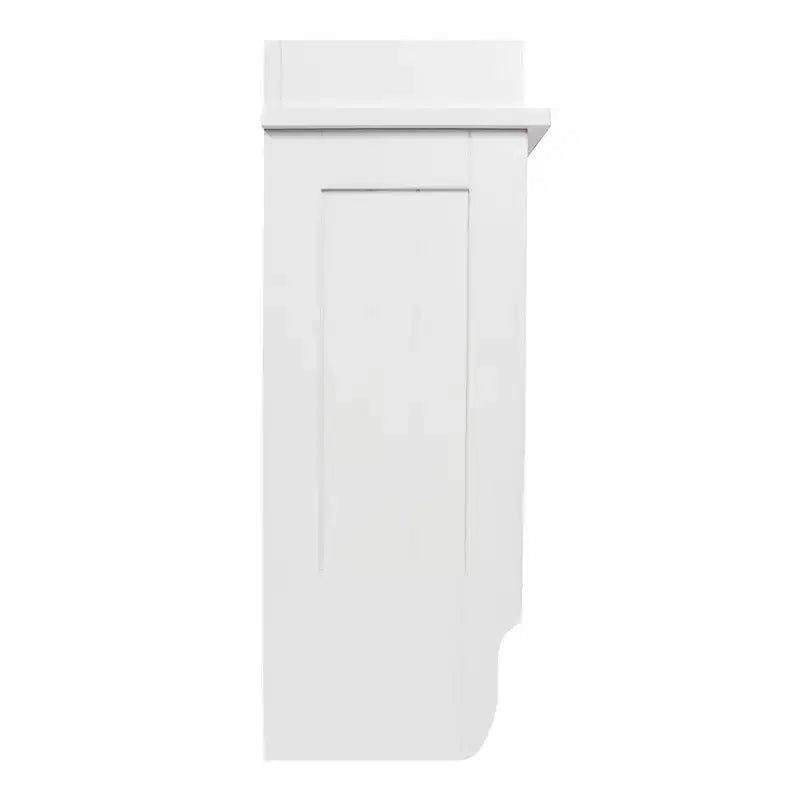 Étagère murale flottante contemporaine Redmon pour montage mural et au plafond en bois peint avec porte-serviettes, assemblage facile et étagère centrale réglable, blanc