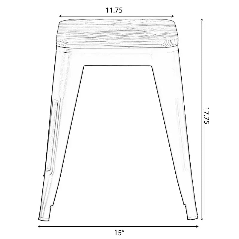 Tabouret de bar décoratif Vintiquewise pour l'intérieur et l'extérieur, en bois marron et métal noir.
