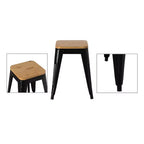 Tabouret de bar décoratif Vintiquewise pour l'intérieur et l'extérieur, en bois marron et métal noir.