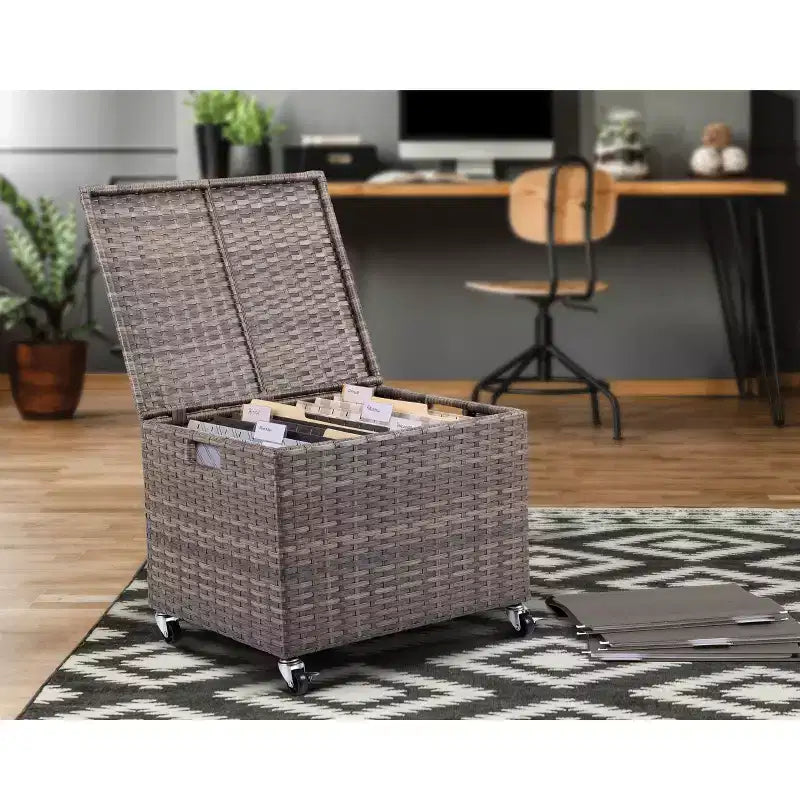 BIRDROCK HOME Classeur à roulettes – Meuble de rangement avec roues – Boîtes de rangement pour dossiers – Bureau à domicile (beige)