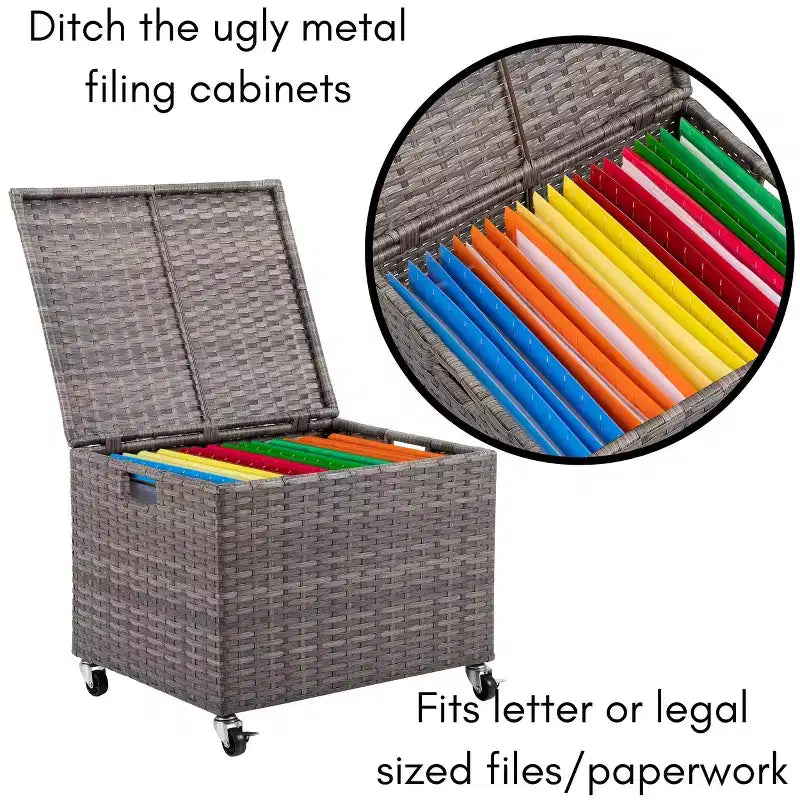 BIRDROCK HOME Classeur à roulettes – Meuble de rangement avec roues – Boîtes de rangement pour dossiers – Bureau à domicile (beige)