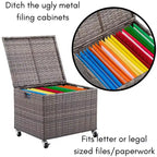 BIRDROCK HOME Classeur à roulettes – Meuble de rangement avec roues – Boîtes de rangement pour dossiers – Bureau à domicile (beige)