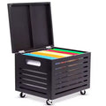 BirdRock Home Bamboo Rolling File Storage Organizer Box with Lid - Cafe Noir