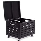 Boîte de rangement de dossiers roulante BirdRock Home en bambou avec couvercle - Café Noir