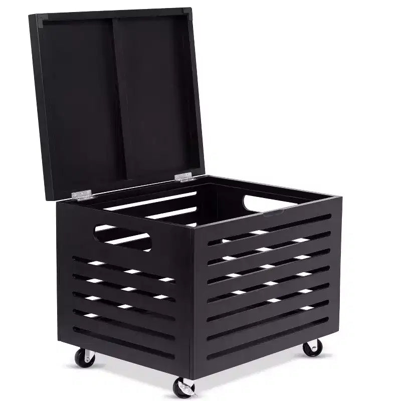 Boîte de rangement de dossiers roulante BirdRock Home en bambou avec couvercle - Café Noir