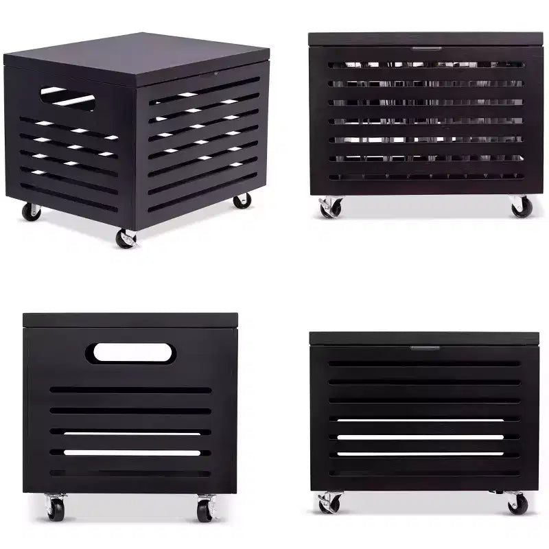 Boîte de rangement de dossiers roulante BirdRock Home en bambou avec couvercle - Café Noir