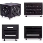 Boîte de rangement de dossiers roulante BirdRock Home en bambou avec couvercle - Café Noir