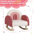 Costway Fauteuil à bascule pour enfants Fauteuil pour enfants en velours rembourré avec pieds en bois massif Bleu/Rouge