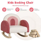 Costway Fauteuil à bascule pour enfants Fauteuil pour enfants en velours rembourré avec pieds en bois massif Bleu/Rouge