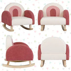 Costway Fauteuil à bascule pour enfants Fauteuil pour enfants en velours rembourré avec pieds en bois massif Bleu/Rouge