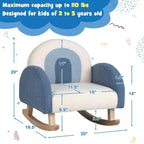 Costway Fauteuil à bascule pour enfants Fauteuil pour enfants en velours rembourré avec pieds en bois massif Bleu/Rouge