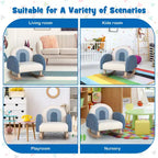 Costway Fauteuil à bascule pour enfants Fauteuil pour enfants en velours rembourré avec pieds en bois massif Bleu/Rouge