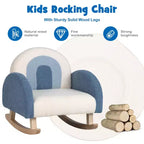 Costway Fauteuil à bascule pour enfants Fauteuil pour enfants en velours rembourré avec pieds en bois massif Bleu/Rouge