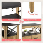 Meuble de Rangement Rustique Bestier avec 2 Étagères d'Exposition et 5 Tiroirs pour Salon, Bureau, Chambre ou Couloir, Marron