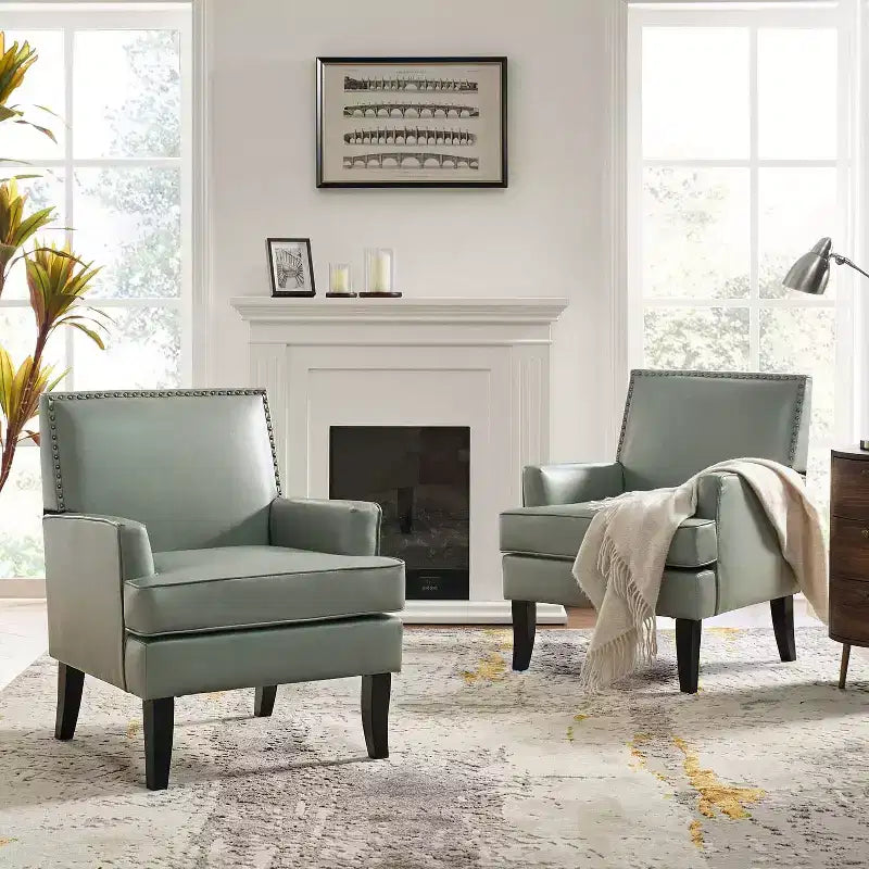 Lot de 2 fauteuils d'appoint rembourrés en bois Céladon | ART OF LIVING DESIGNS