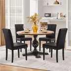Yaheetech Lot de 4 Chaises de Salle à Manger Rembourrées à Dossier Haut avec Pieds en Bois pour Maison Restaurants