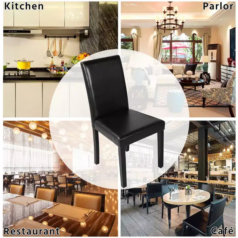 Yaheetech Lot de 4 Chaises de Salle à Manger Rembourrées à Dossier Haut avec Pieds en Bois pour Maison Restaurants