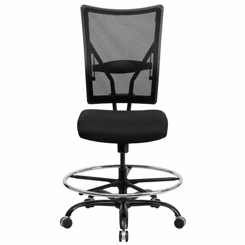 Chaise de bureau ergonomique Emma et Oliver grande taille en maille noire de 180 kg