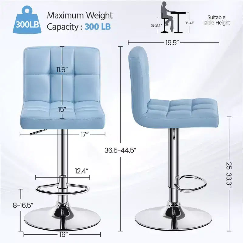 Yaheetech Lot de 2 tabourets pivotants sans accoudoirs en similicuir PU réglables avec base élargie