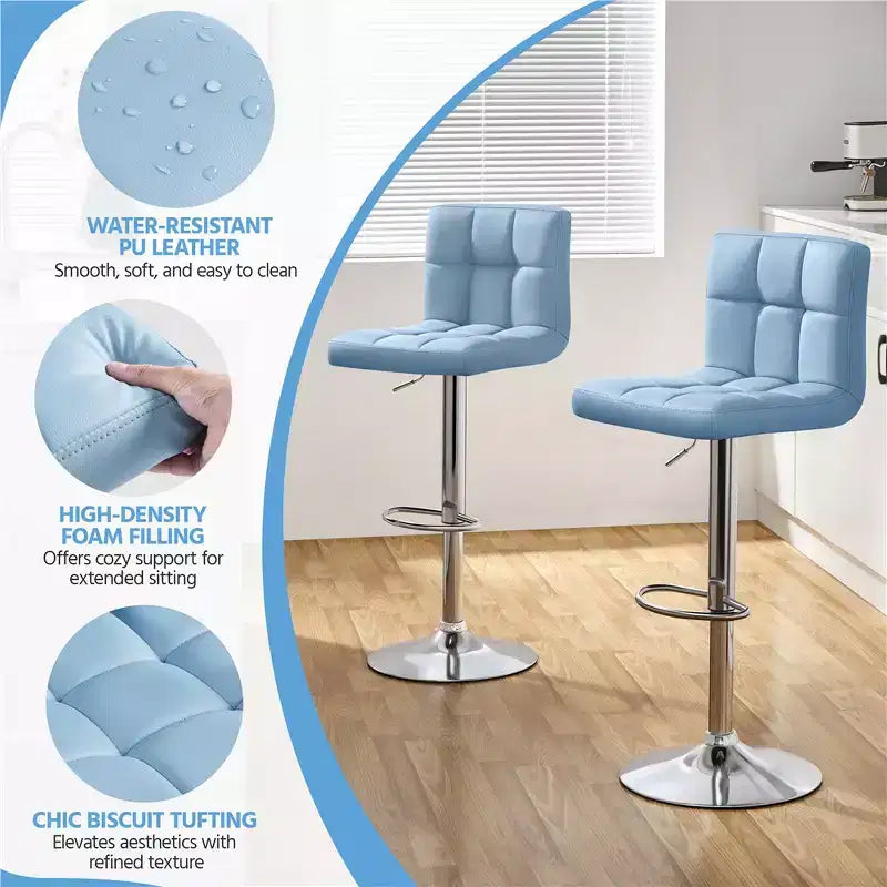 Yaheetech Lot de 2 tabourets pivotants sans accoudoirs en similicuir PU réglables avec base élargie