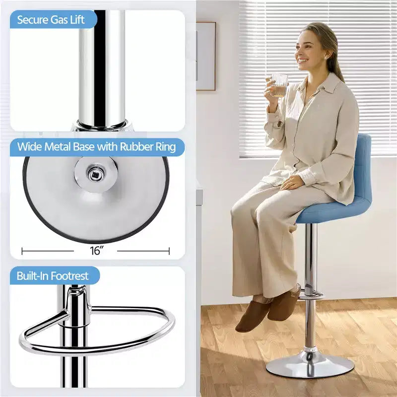 Yaheetech Lot de 2 tabourets pivotants sans accoudoirs en similicuir PU réglables avec base élargie