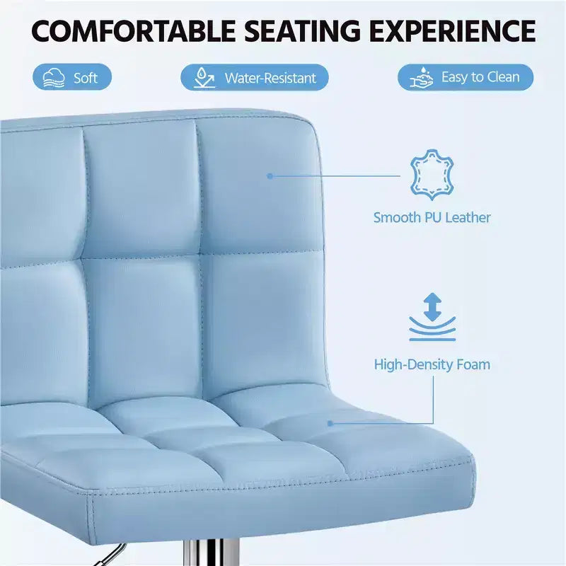 Yaheetech Lot de 2 tabourets pivotants sans accoudoirs en similicuir PU réglables avec base élargie