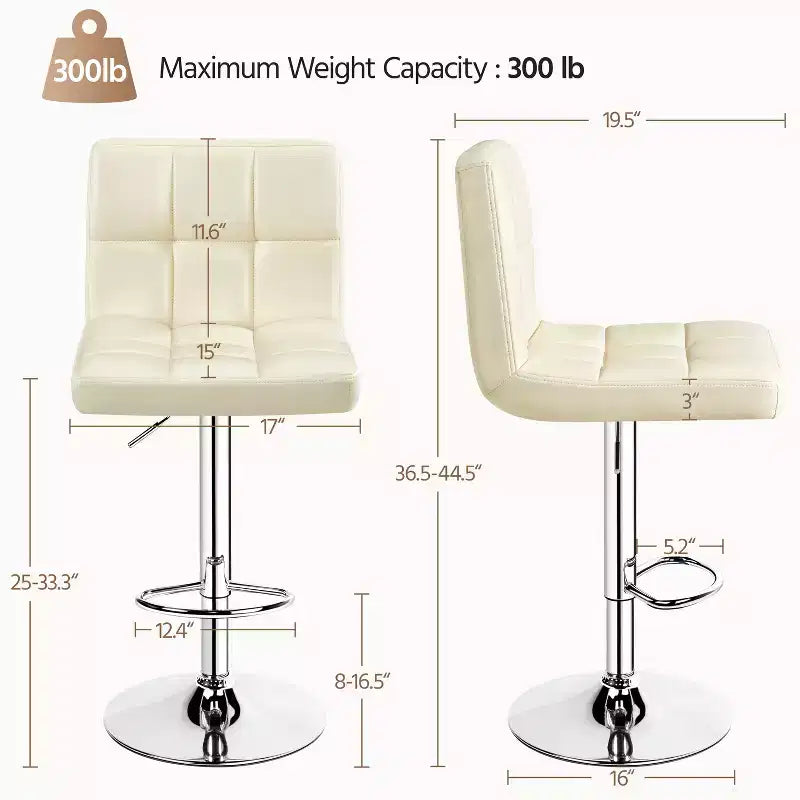Yaheetech Lot de 2 tabourets pivotants sans accoudoirs en similicuir PU réglables avec base élargie