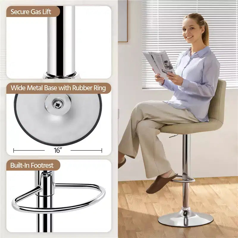 Yaheetech Lot de 2 tabourets pivotants sans accoudoirs en similicuir PU réglables avec base élargie