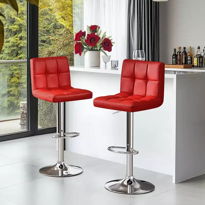 Yaheetech Lot de 2 tabourets pivotants sans accoudoirs en similicuir PU réglables avec base élargie