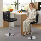 Yaheetech Lot de 2 tabourets pivotants sans accoudoirs en similicuir PU réglables avec base élargie