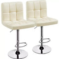 Yaheetech 2pcs Adjustable PU Leather Swivel Stool Armless Chairs with Bigger Base